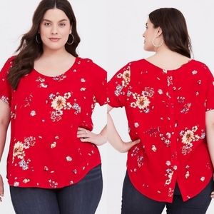 TORRID Red Floral Top Plus Size 3X
